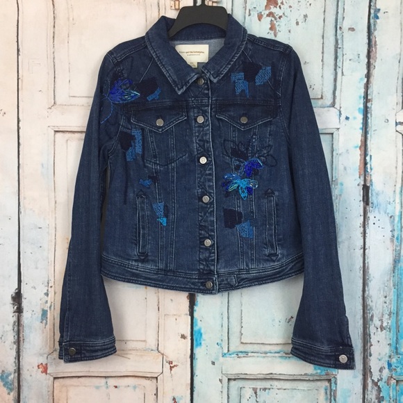 pilcro embroidered denim jacket